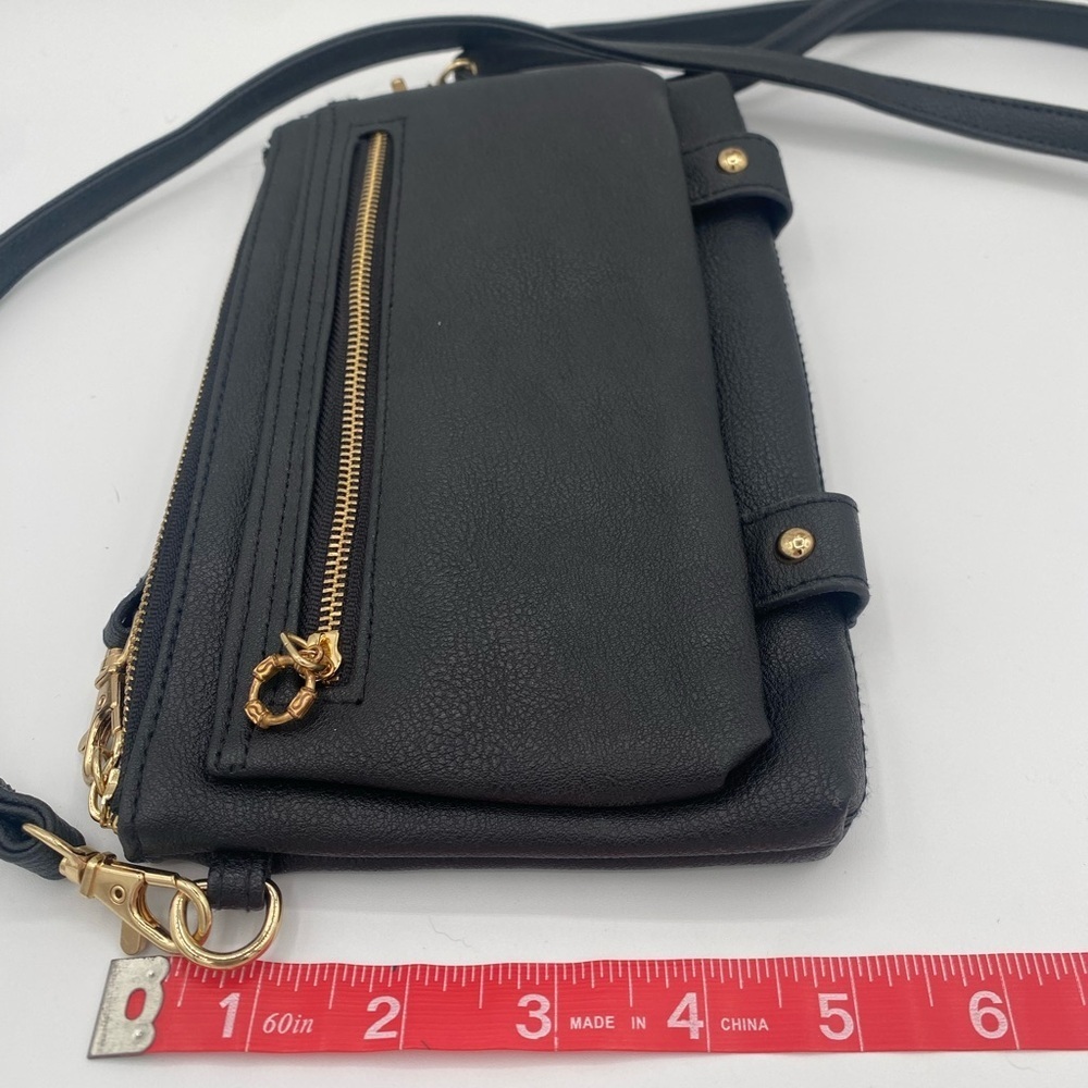 Black Crossbody Bag with Gold Accents - Picture 5 of 7